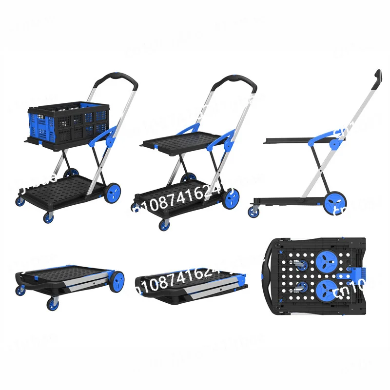 Новые двухслойные складные тележки легкие алюминиевые для покупок с ящиком