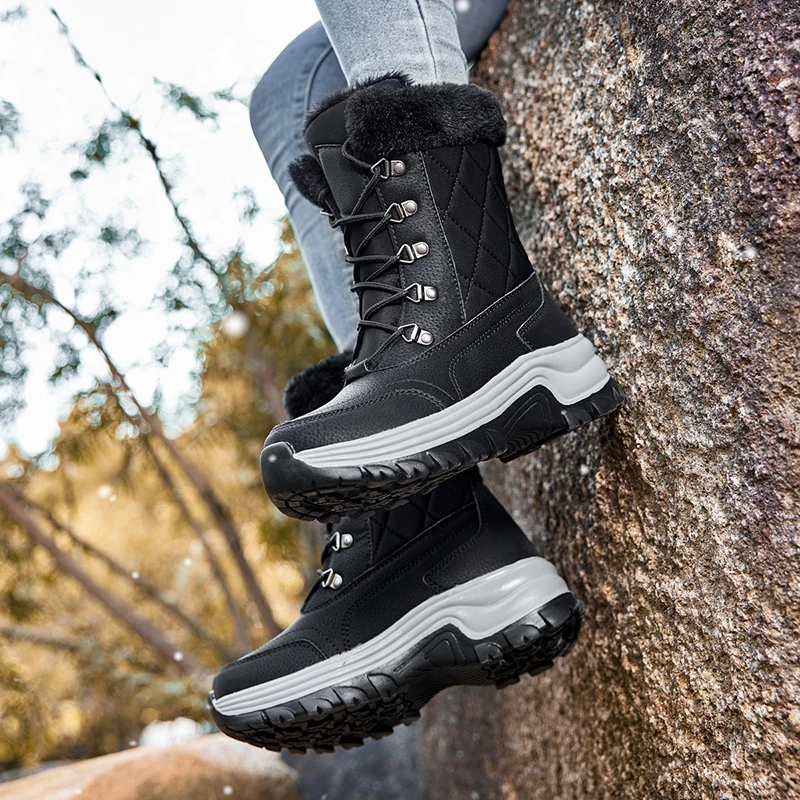 STRONGSHEN Women's Ankle Boots Warm Snow Boots Women Waterproof Keep Warm Fur Ladies Winter Non-slip Shoes Zapatos Para Mujer