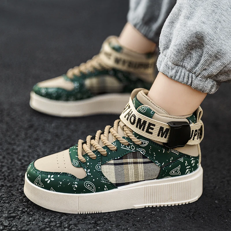 Brand Kids Sport Tennis Shoes Boys High Top Street Basketball Shoes Children Lighweight Soft Bottom Running Shoes Sport Shoes