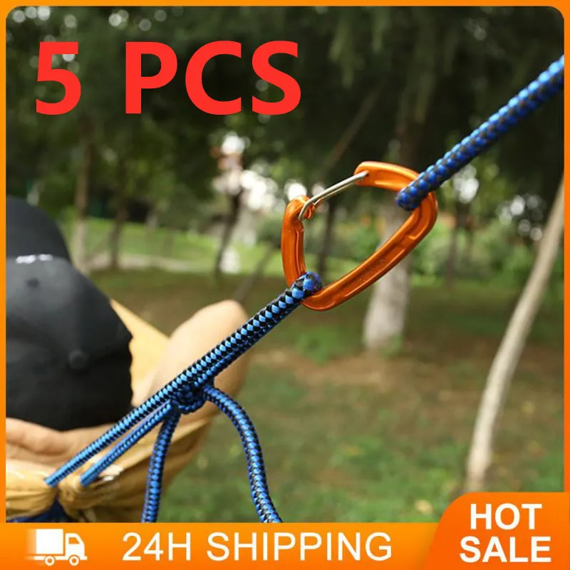 

5 Pcs Climbing Buckles Carabiner Outdoor Durable Portable Durable Buckle Camping Tent D-shape Safety Buckle Climbing Acessories