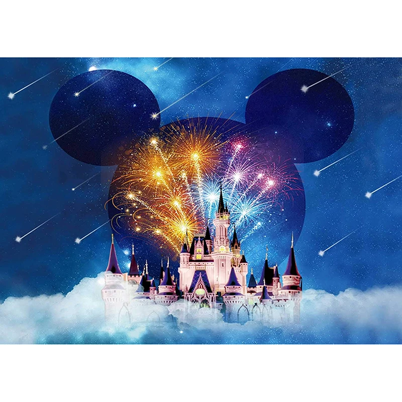 

Cartoon Castle Backdrop Blue Fantasy Cloud Castle Backdrop for Kids Birthday Decorations Party Banners Photo Booth Background