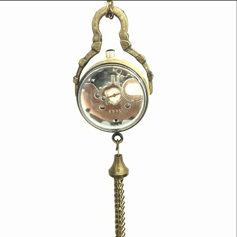 Necklace Decoration, Transparent And Fashionable Crystal Pendants On Both Sides, Spherical Quartz Vintage Pocket Watch