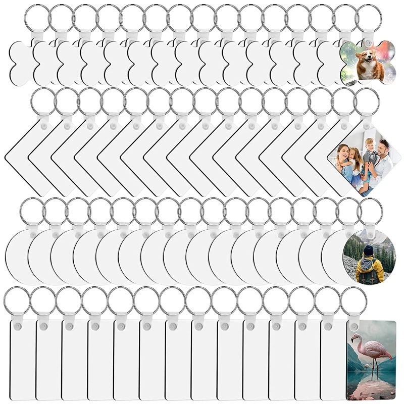 

DIY сублимационная заготовка 4 формы брелок с кольцом для ключей комплект колец 120 шт./компл.