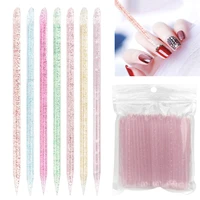 100pcs crystal rod nail point drill stick nail cuticle booster double head cuticle remover pedicure tool reusable nail art care