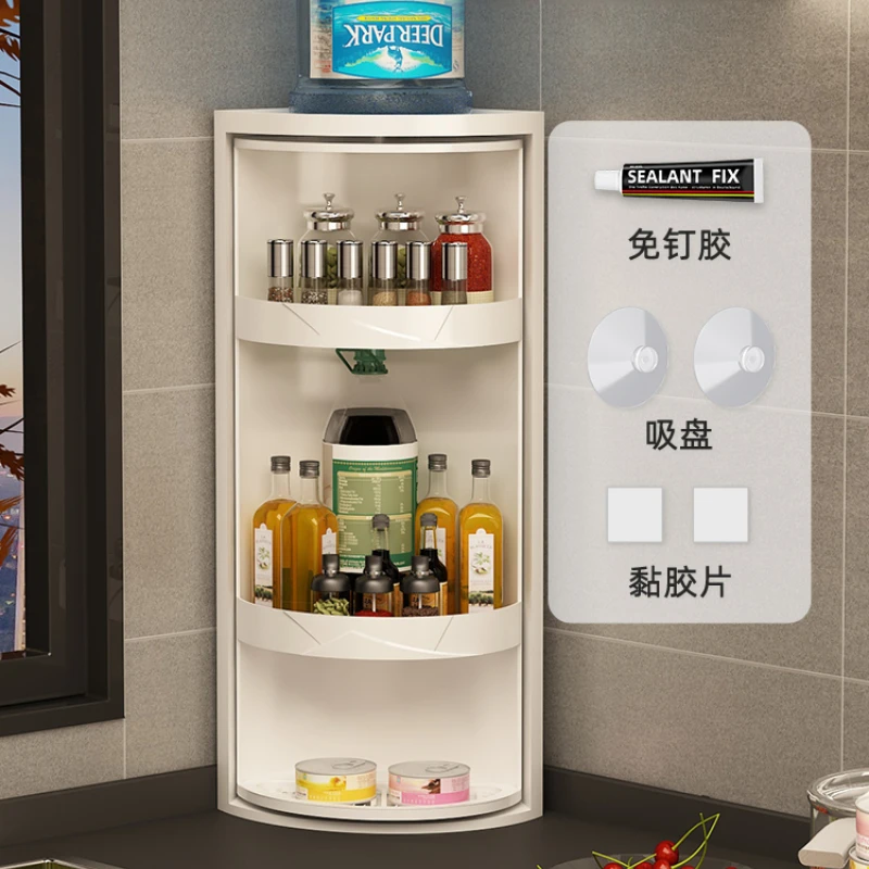 

Kitchen Seasoning Rack Special Storage Corner Cabinet Table Wall Hanging Triangle Rotary Storage Rack Artifact
