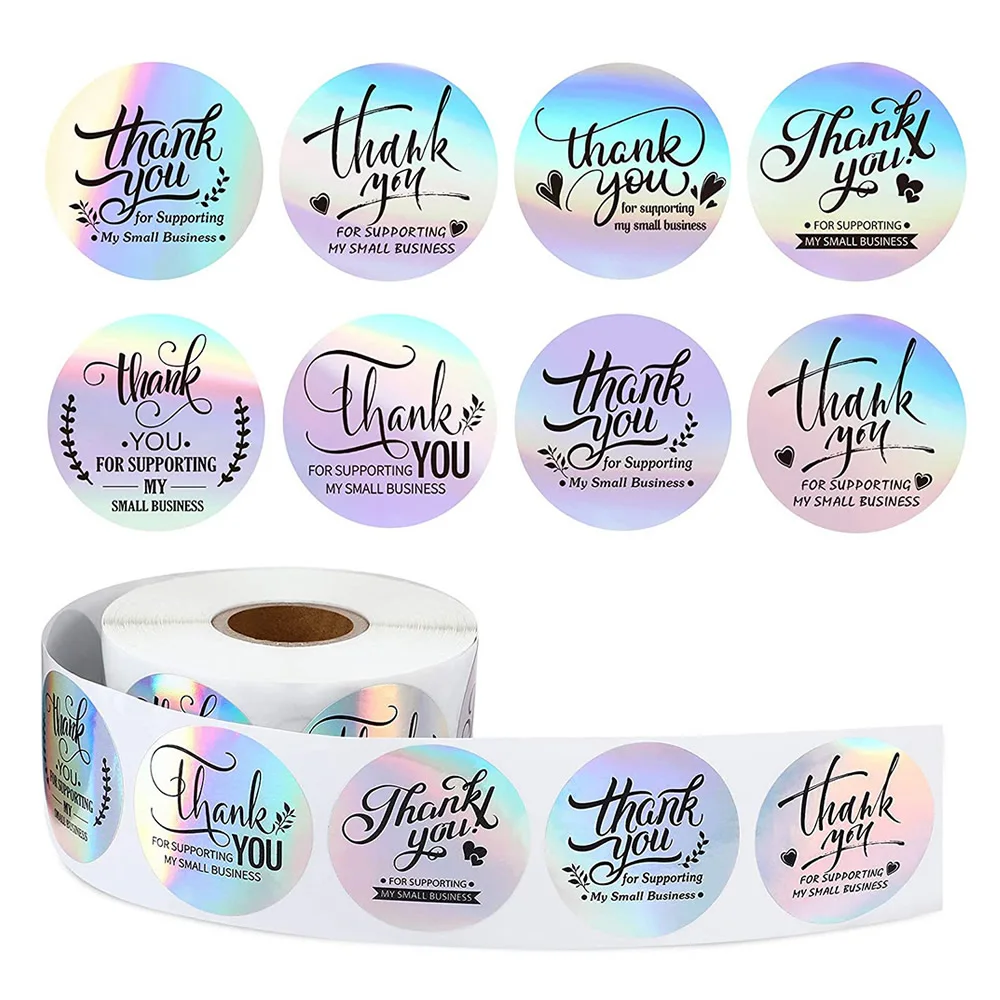 

Round Paper Tags 50-500pcs 1-1.5 Inch Stickers Rainbow Laser Thank You Sticker Buy Commercial Decoration Self-adhesive Labels