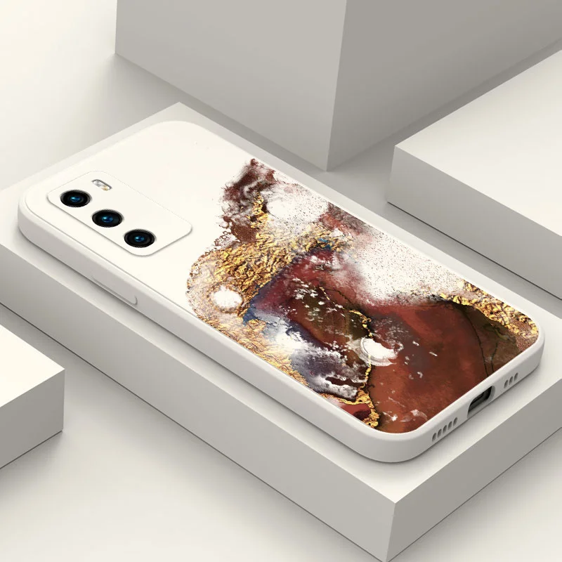 

Gold Stone Texture Phone Case For Huawei P40 P50 P30 P20 Pro Lite Nova 5t Y7A Mate 40 30 20 Pro Lite Liquid Silicone Cover