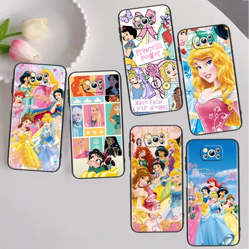

cute princess For Xiaomi Poco X5 X3 Pro X4 F4 F3 GT M5 M5s M4 M3 C55 C50 C40 5G Black Phone Case Cover