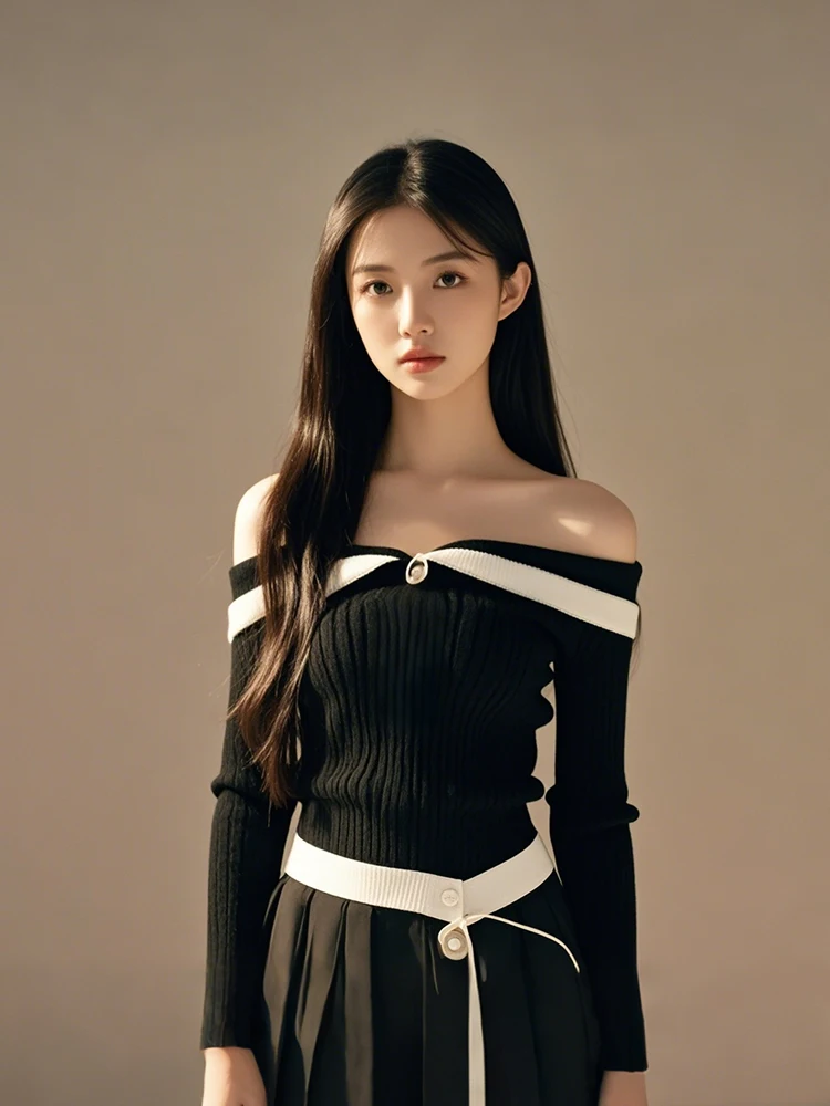 Плюс размер Французский sle Элегантный темперамент Контрастный цвет Лоскутная