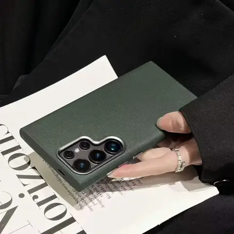 Деловой кожаный чехол для телефона с текстурой в стиле ретро для Samsung Galaxy S24 Plus S23 S22, ультра-военный противоударный чехол с металлическим каркасом