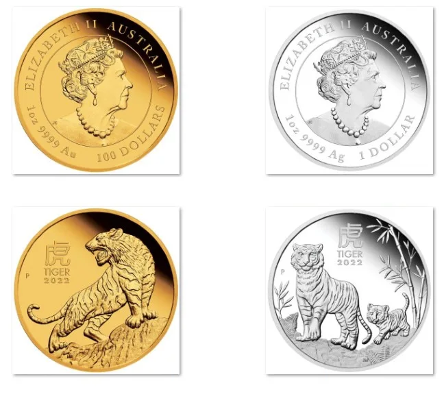 

2022 Year of The Tiger Commemorative Coin Australian Gold Coin Silver Coin Commemorative Medallion Coins Collectibles