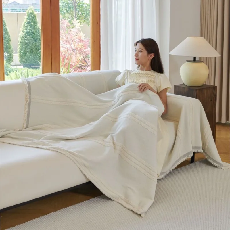 Чехол для дивана домашний коврик из синели в полоску пледы всесезонное одеяло