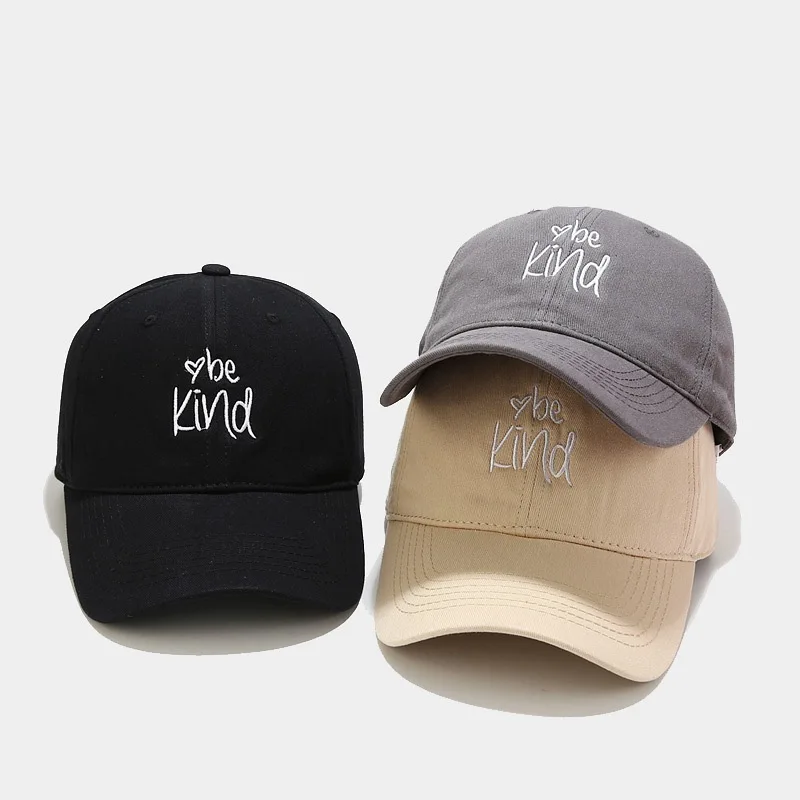 

Kind be Letters Embroidery Baseball Caps Women Men Fashion Adjustable Sun Cap Boy Girl Summer Cotton Peaked Hat Trucker Dad Hats
