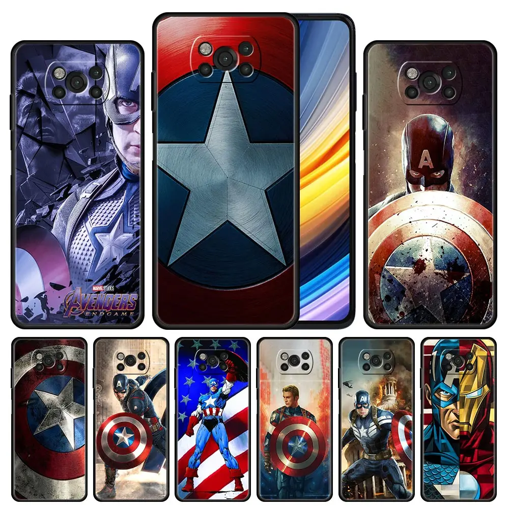 

Cover Case for Xiaomi 11 11T 10 10T 9 9T Lite Note 10 Poco X3 NEC X4 M3 M4 F2 F3 Pro 5G Coque Shield captain america marvel