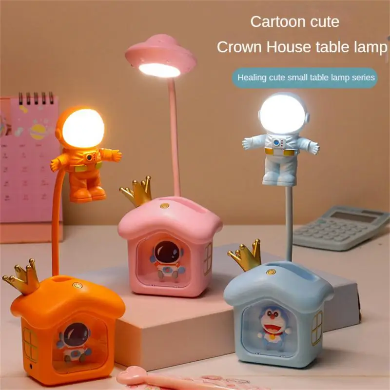 

2-In-1 Soft Light Eye Protection Creative Desktop Night LightCartoon Crown Cabin Table Lamp Usb Charging Decoration Home Lamp