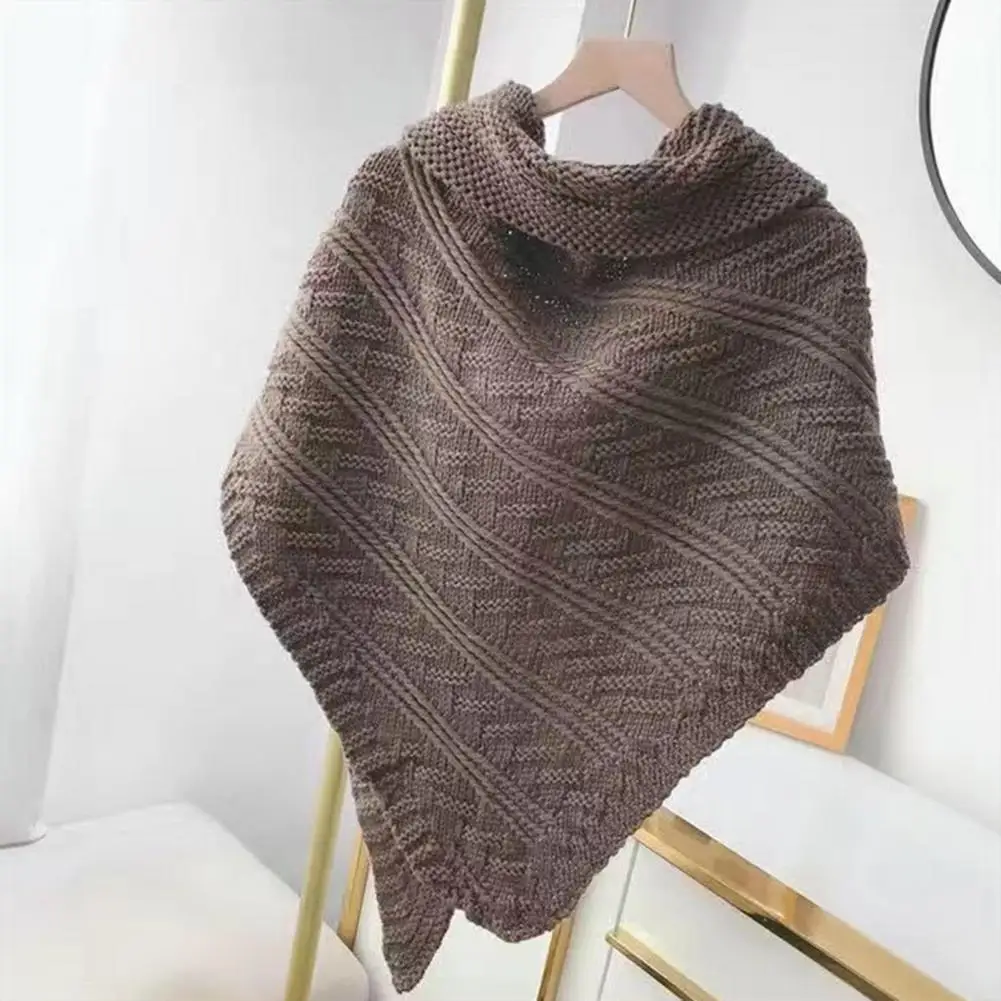 

Cold Resistant Washable Fall Winter Solid Color Knitted Shawl Coat for Party
