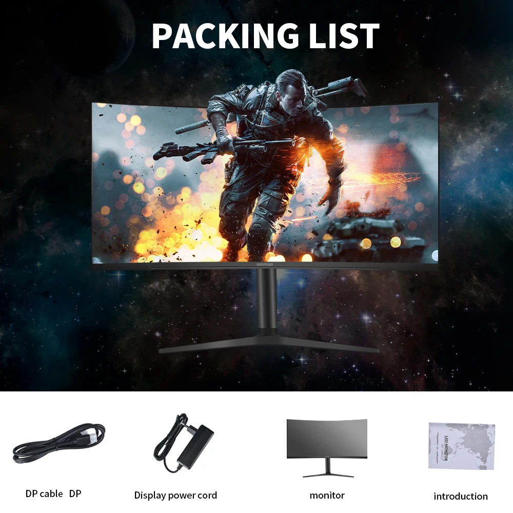SENMAO 34 Inch liftable Pc Gamer Monitor 165Hz 4K MVA Lcd Display HD Desktop Gaming Computer Screen HDMI 1500R Curved