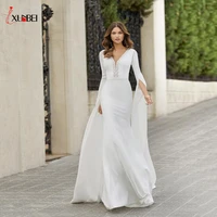 2022 new mermaid wedding dresses for women bride dresses v neck lace beads sexy backless bridal gowns custom mariage dresses