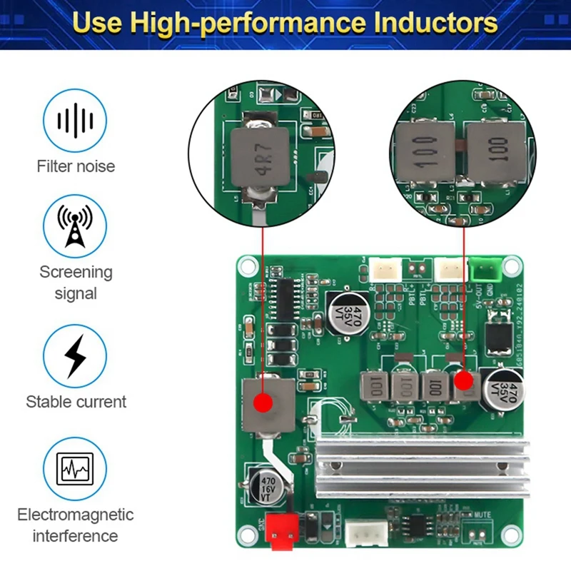 12V Hifi Digital Amplifier Board Stereo TPA3116 70Wx2 Dual Channel Preamp Power Class D Audio Module