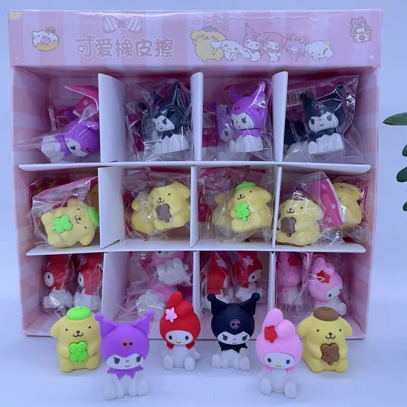 

36pcs Sanrio Eraser Cute Cartoon Character Modeling Melody Kuromi Cinnamoroll Primary School Pencil Eraser Stationery Supplies