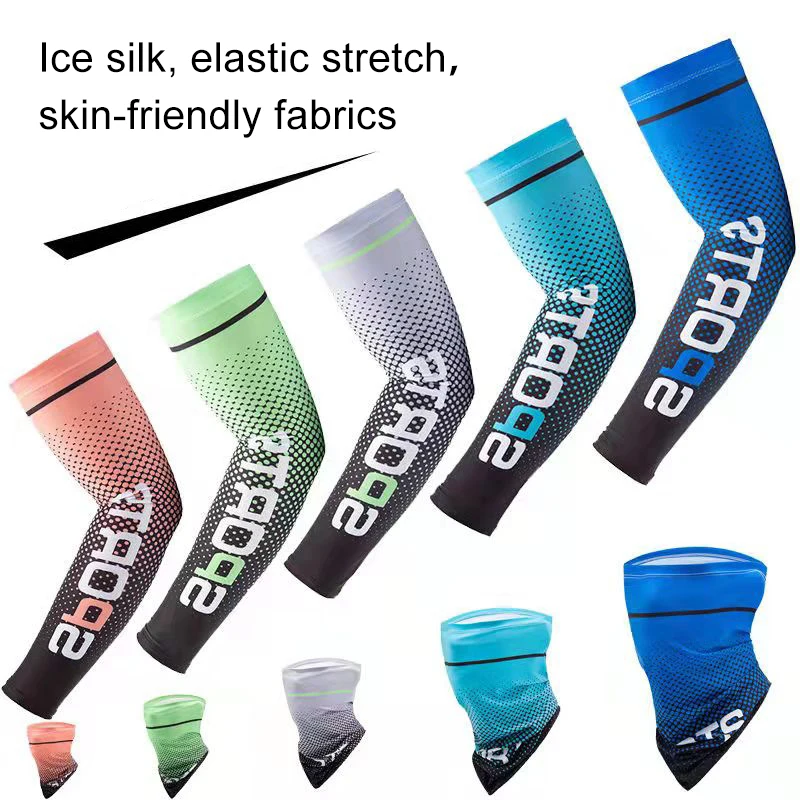 Ice Silk Sleeve Sunscreen Cuff UV Sun Protection Arm Sleeves  Anti-Slip Men Women Long Gloves Outdoor Cool Sport Cycling Glove images - 6