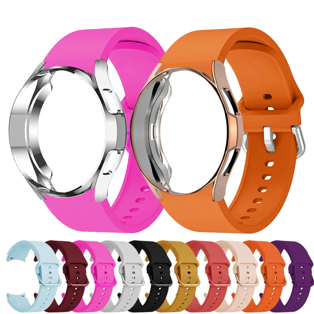 

Ремешок для часов 20 мм + чехол для Samsung Galaxy Watch 5 Pro/5/4/44 мм 40 мм/4 classic 46 мм 42 мм, силиконовый браслет для наручных часов с крышкой
