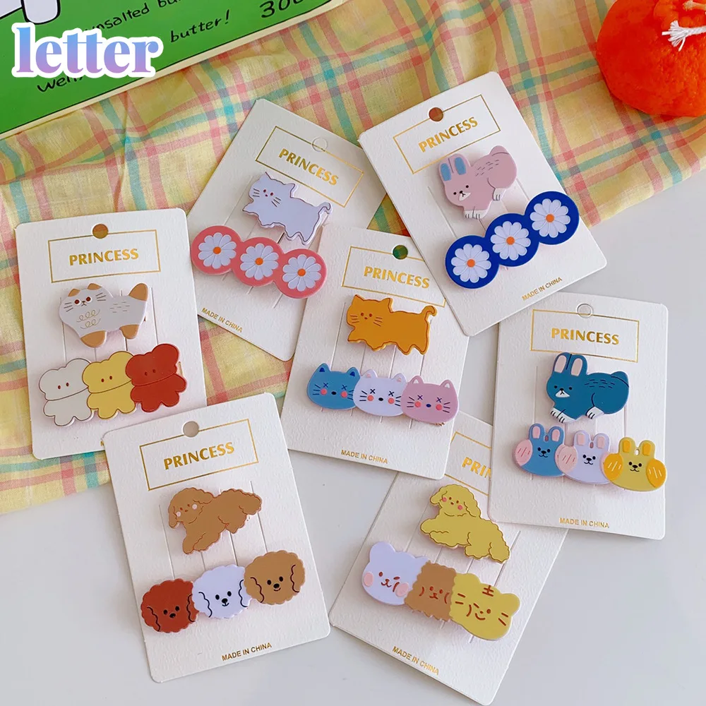

New Cute Girl Hair Accessories Kawaii Cartoon baby hair clip set Children's Kids Headwear Cat Flower Hairpin