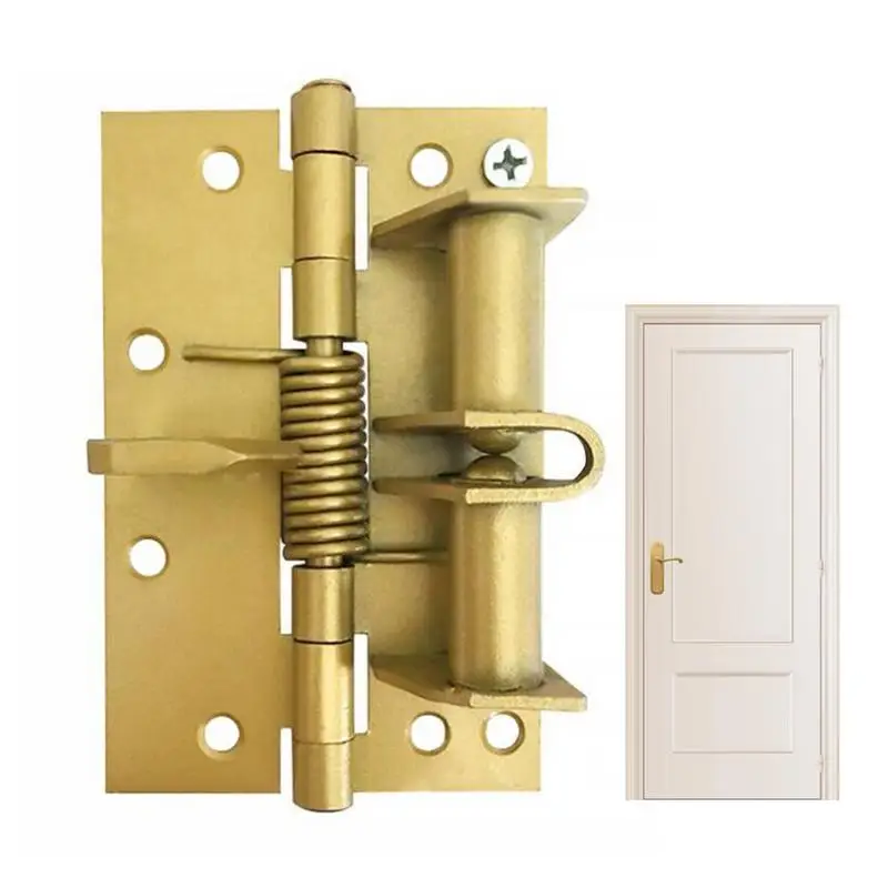 

Spring Door Hinge Spring Self-aligning Door Hinge 4 Inch Self-Closing Spring Positioning Door Hinges With 6 Screws Gold And