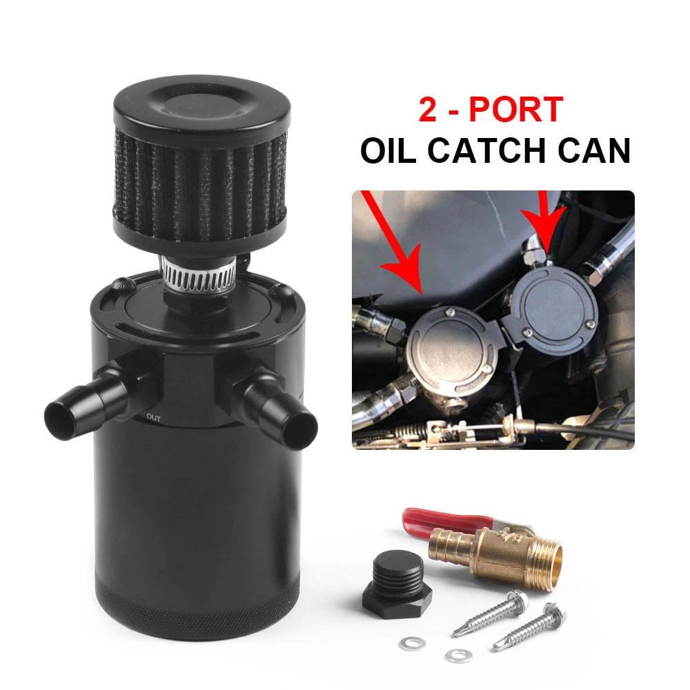 

Long and Short Styles Aluminum Alloy Reservoir Oil Catch Can Tank with Air Filter Double Channel Exhaust Pipe Machine Oil Kettle
