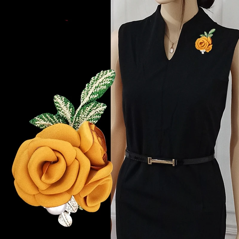 

Korean Fabric Flower Brooch High-end Handmade Corsage Coat Cardigan Lapel Pins Fashion Jewelry Brooches for Women Accessories