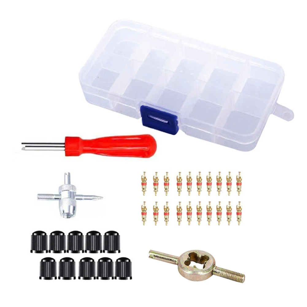 

33 PCS Car Bicycle Slotted Handle Tire Valve Stem Core Remover Screwdriver Tyre Core Wrench Repair Tools Car Accessories