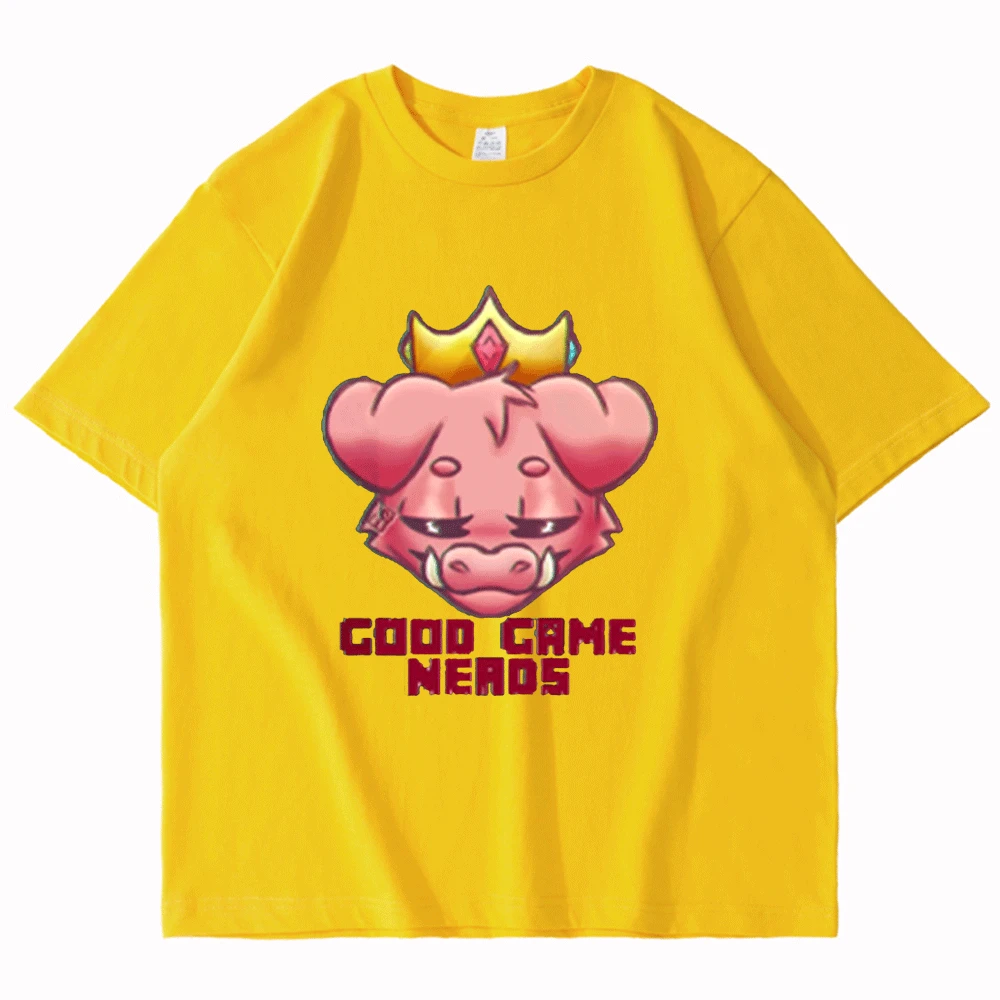 

Желтая футболка Technoblade с мультипликационным графическим принтом для мужчин и женщин, футболка с коротким рукавом в японском стиле для колле...