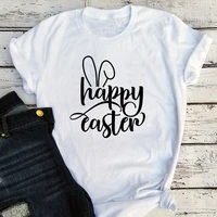 happy easter shirts women kawaii clothes bunny ears aesthetic fashion clothes 2022 easter shirt summer o neck m