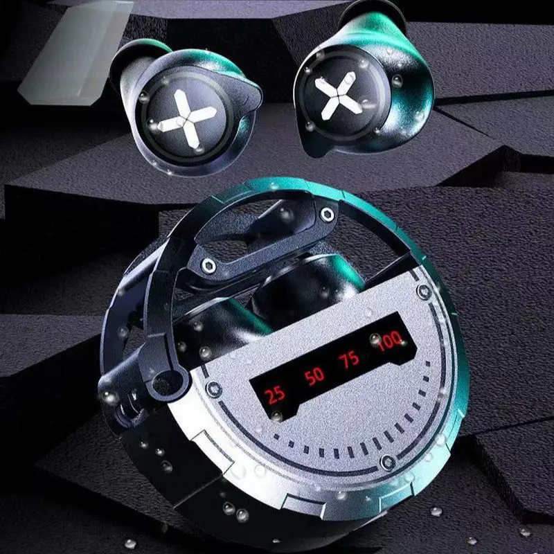 Bluetooth 5.3 Earphones Wireless Game Headphones E-Sport Noise-cancelling Smart Touch Mechanical Metal Wind In-ear TWS JX6