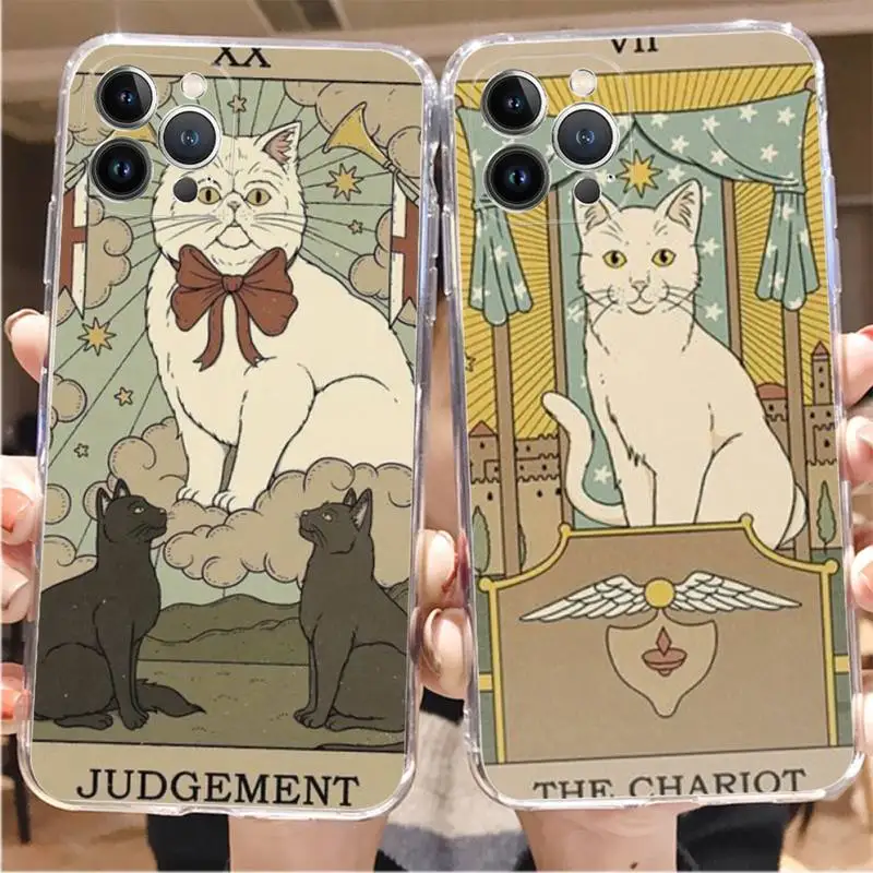 

Tarot Mystery totem cat Phone Case For iPhone 8 7 6 6S Plus X SE 2020 XR XS 14 11 12 13 Mini Pro Max Mobile Case