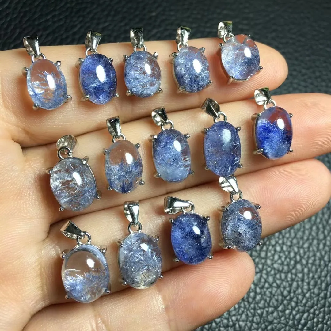 

1 шт. Fengbaowu Овальный Кабошон из натурального камня думортиерит кулон из стерлингового серебра 925 пробы модные ювелирные изделия подарок для женщин