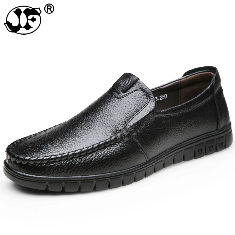 Мужские кожаные мокасины коричневые или черные повседневные туфли из дышащего