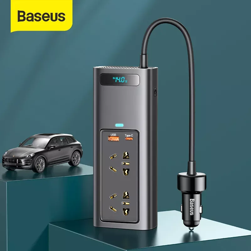 

Baseus Car Inverter DC 12V to AC 220V 110V Auto Converter Inversor USB Type C Fast Charger Europe Car Power Adapter Inverter