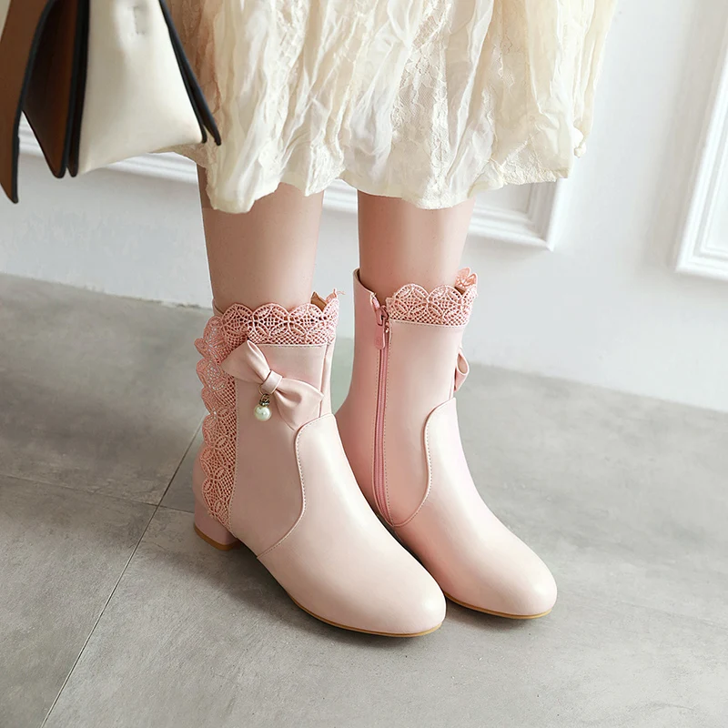 

Женские ботильоны с круглым носком, на шнуровке, из ПУ кожи