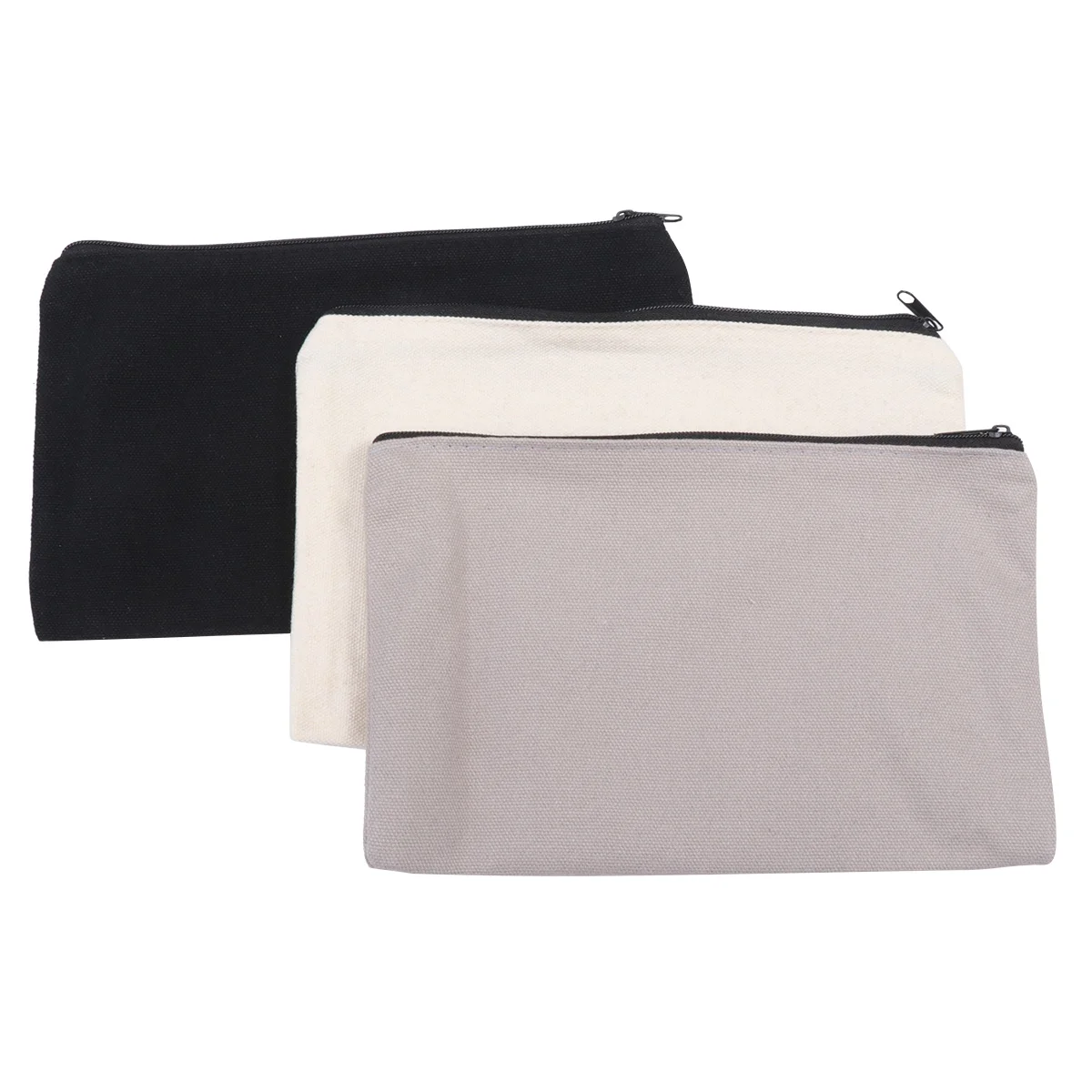 

Canvas Zipper Makeup Diy Blank Pouch Case Pouches Craft Pen Tool Portable Travel Cotton Holder Toiletry Storage Black