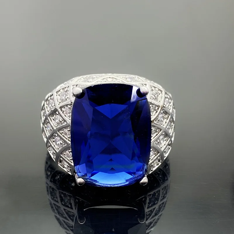 Мужские серебряные кольца с цирконом | AliExpress