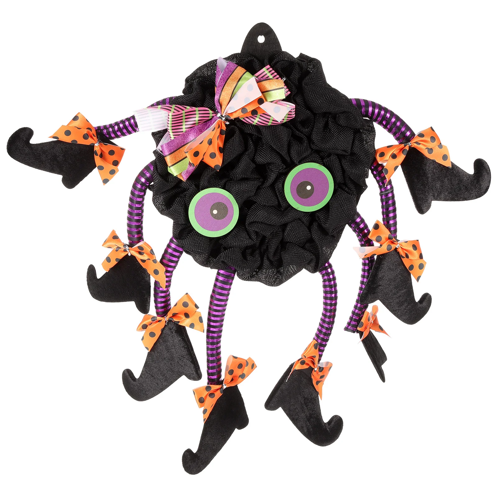 

Halloween Spider Wreath Front Door Spider Wreath Ornament Halloween Spider Decoration with Witch Legs