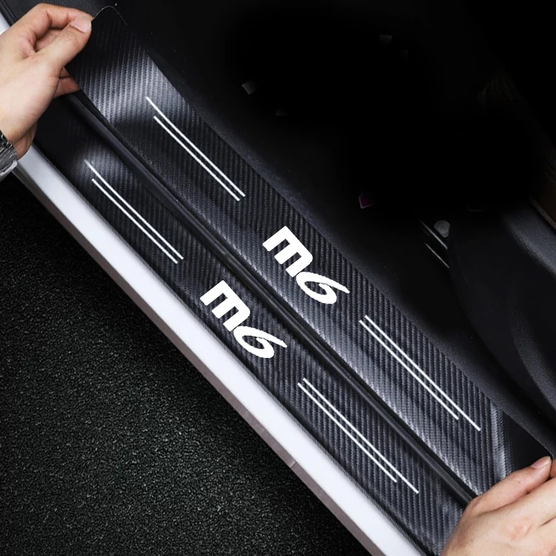 

Автомобильная дверная педаль из углеродного волокна с логотипом защиты от фотографий Mazda M6 2023 2019, защитные наклейки на порог багажника