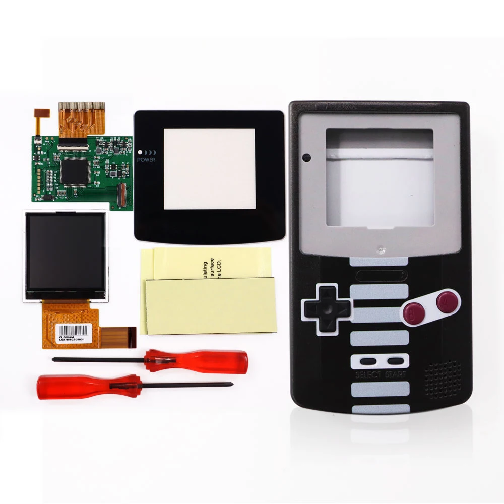 DIY GBC Console  Screen LCD set Plastic Housing for Game boy Color Backlight Screen display 5 Levels Brightness screw driver images - 6