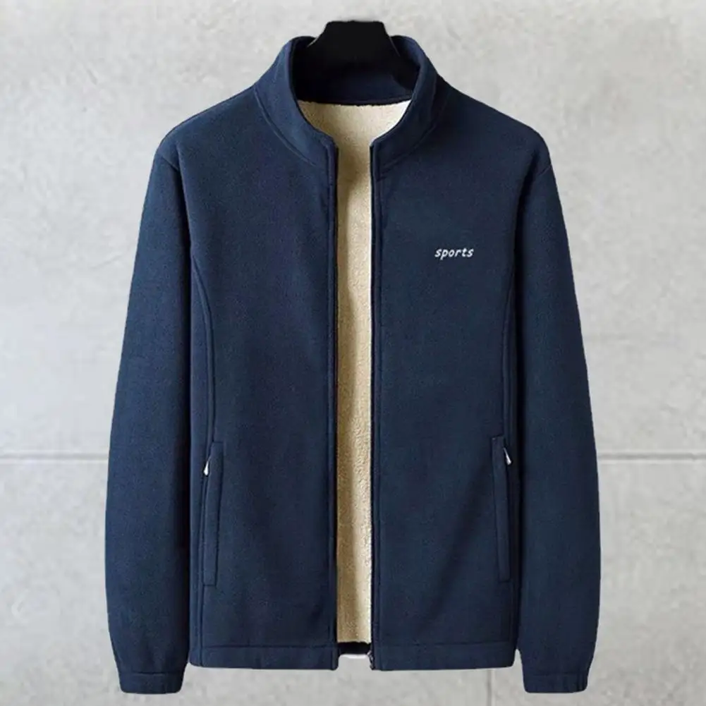 Stylish Men Overcoat Thickened Cozy Warm Zipper Climbing Coat  Men Outerwear    Men Coat