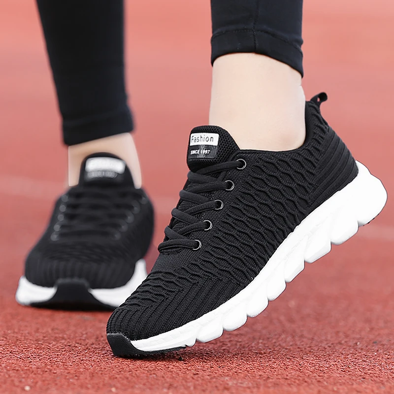 Fashion Flat Shoes Women Breathable Zapatos De Mujer Platform White Sneakers Ladies Outdoor Jogging Spring Mesh Female Soft 45
