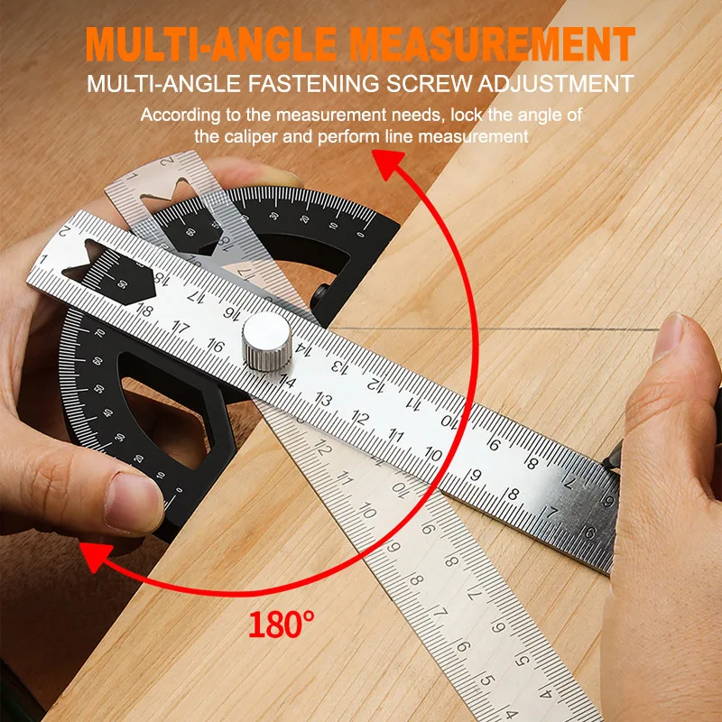 

Woodworkers Edge Ruler Protractors Angles Woodworking Ruler Angles Measure Tool ABS / Steel Baseboard Crafts Carpenter Tool