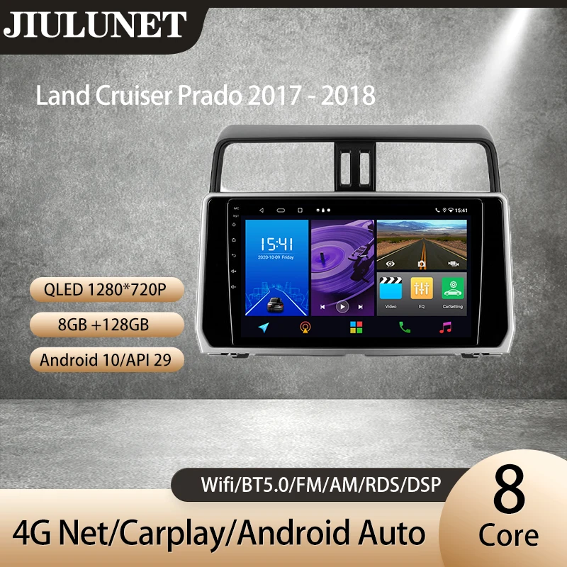 JIULUNET для Toyota Land Cruiser Prado 150 2017 - 2018 Carplay Ai Voice автомобильное радио мультимедийный