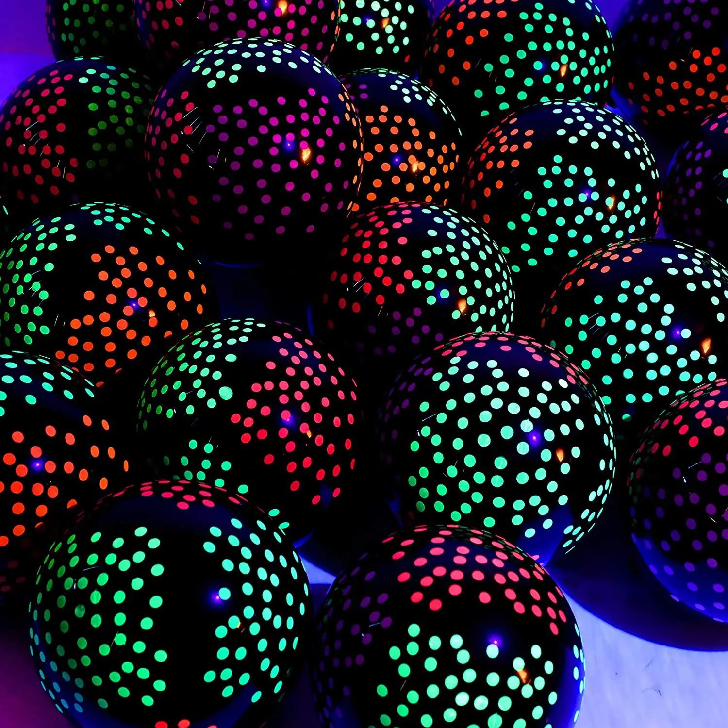 

30pcs Black Mini Polka Dots Neon Balloon UV Blacklight Reactive Fluorescent Balloons for Hip Pop Theme Glow Neon Birthday Party