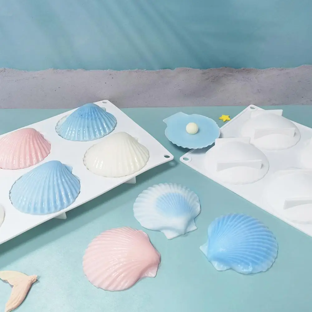 

Dessert Mold Non-stick Easy Demould Lightweight 6 Cavity Shell Silicone Cake Mold Kitchen Gadget